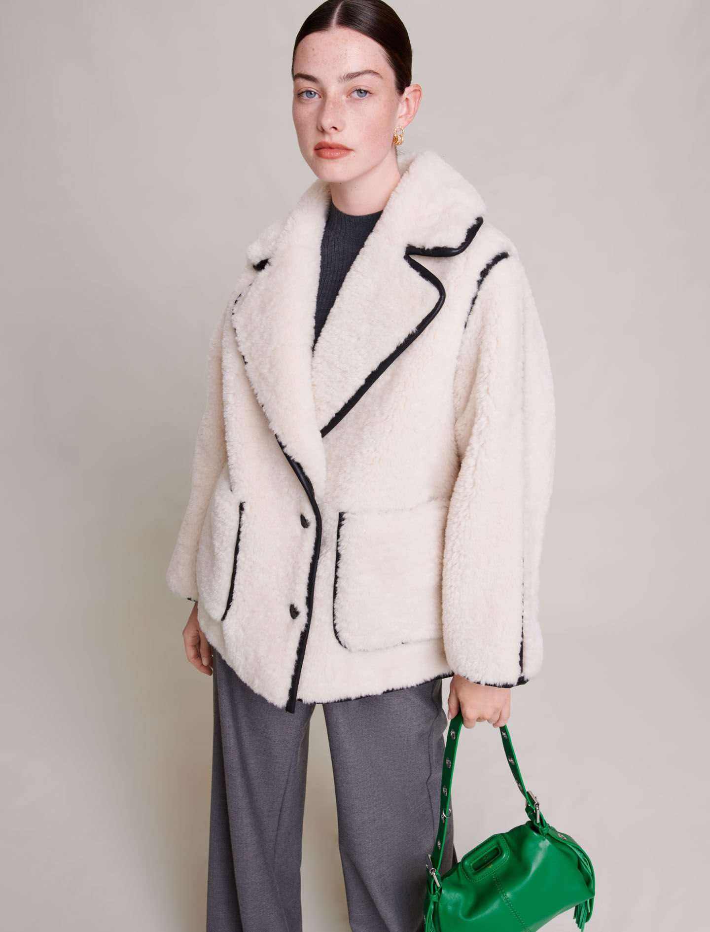 andwang White mix fake fur coatショート丈 andwang White mix fake fur coatショート丈