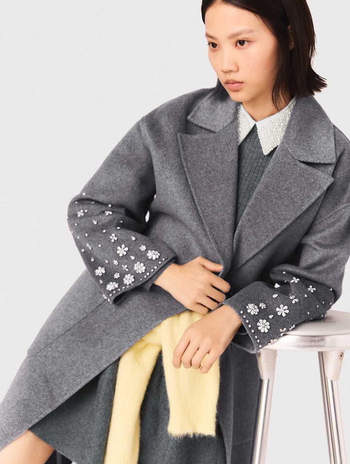Long double-faced rhinestone coat