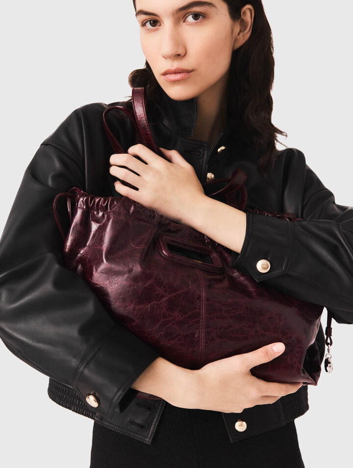 Crackled leather M Tote bag