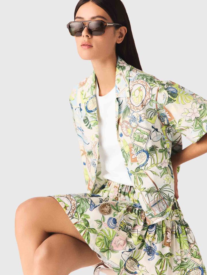 Patterned cropped shirt