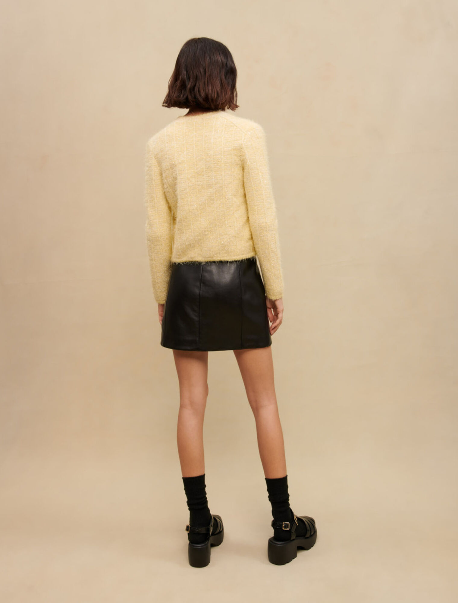 Short leather skirt