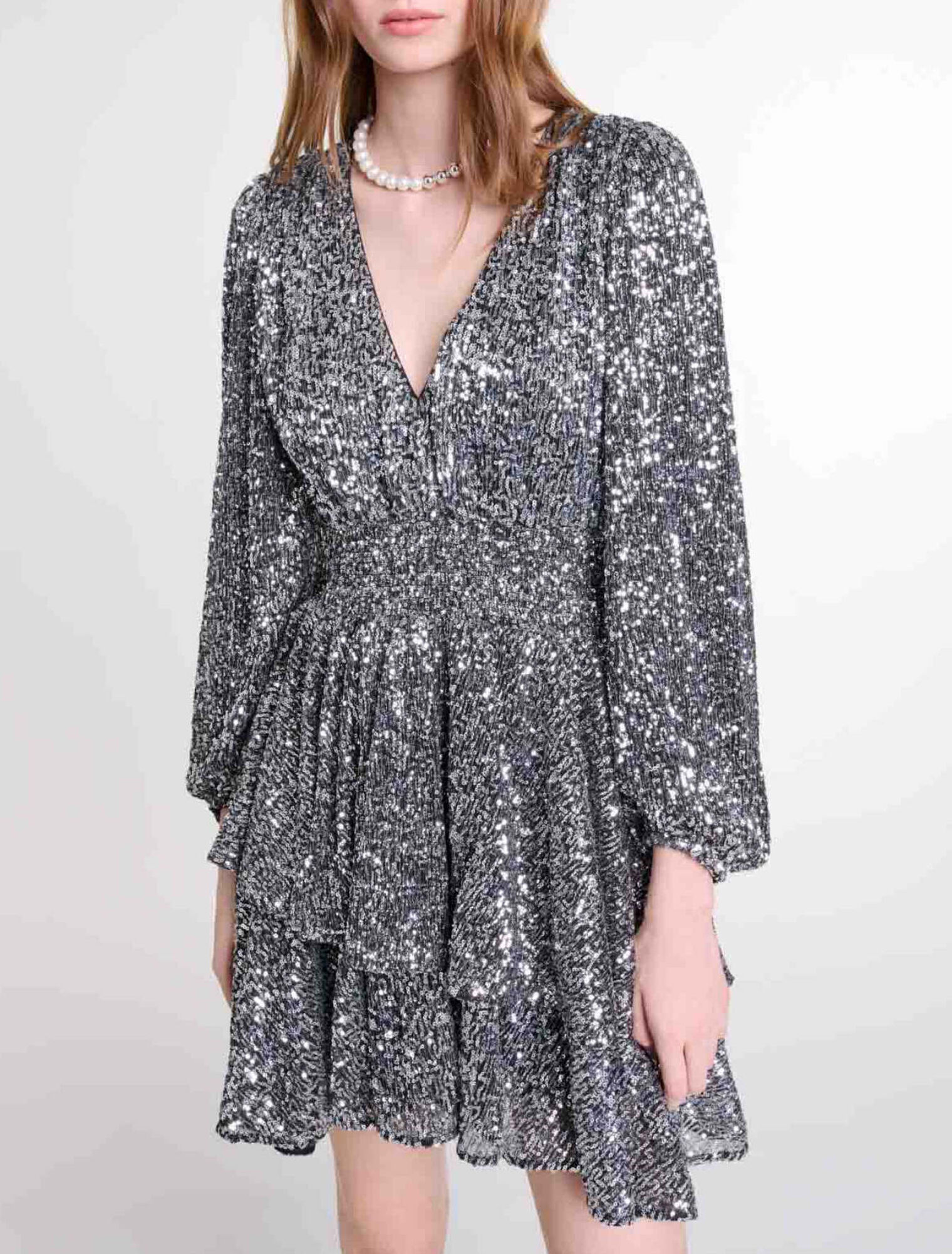 Short ruffled sequinned dress