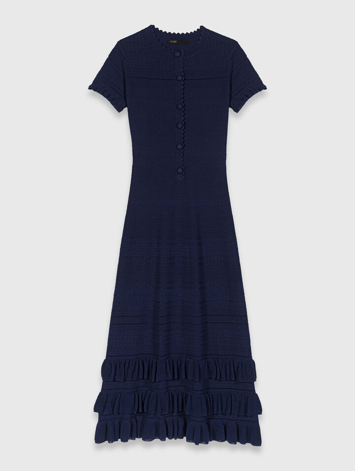 Knit maxi dress with ruffles