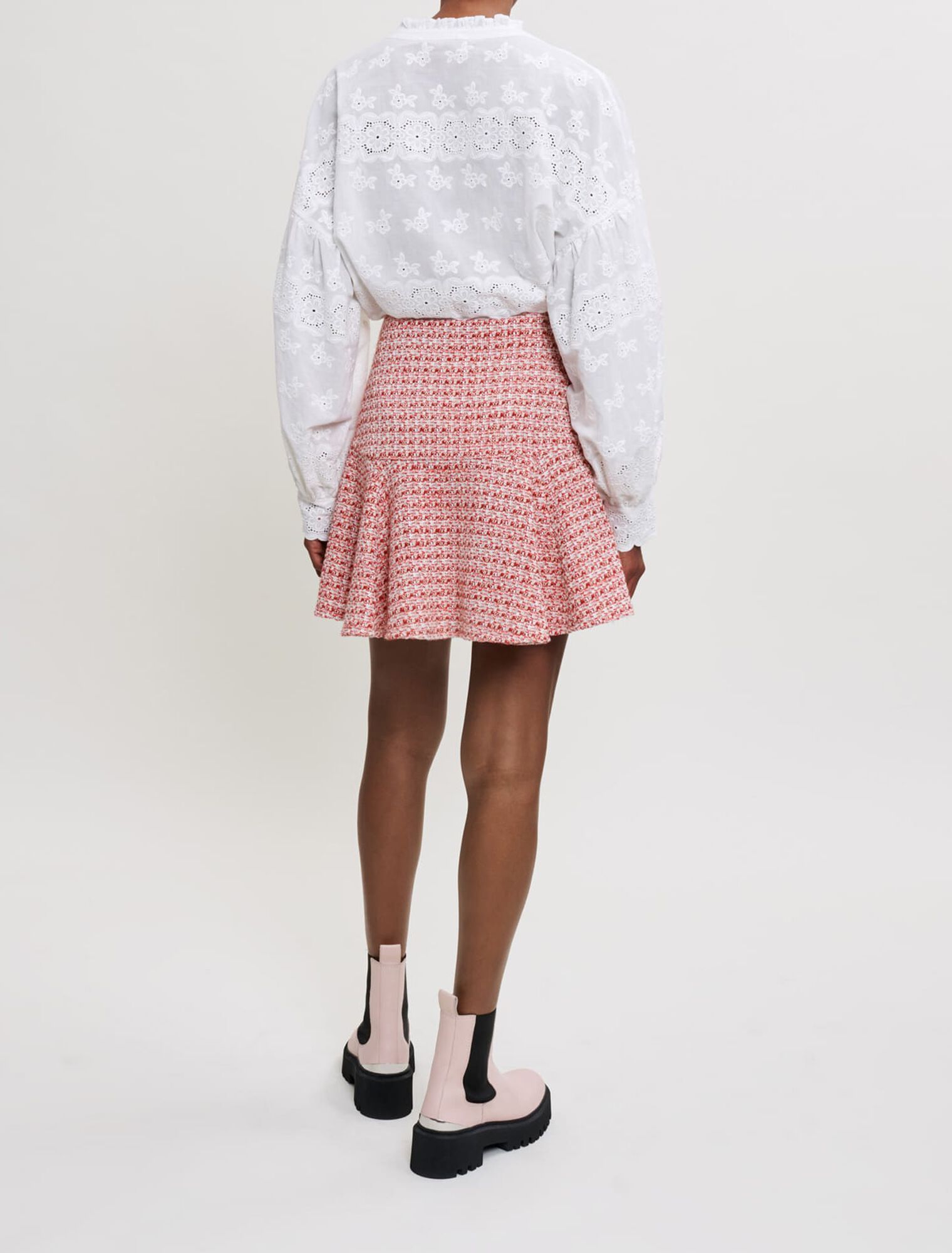 Ethnic braid tweed skirt