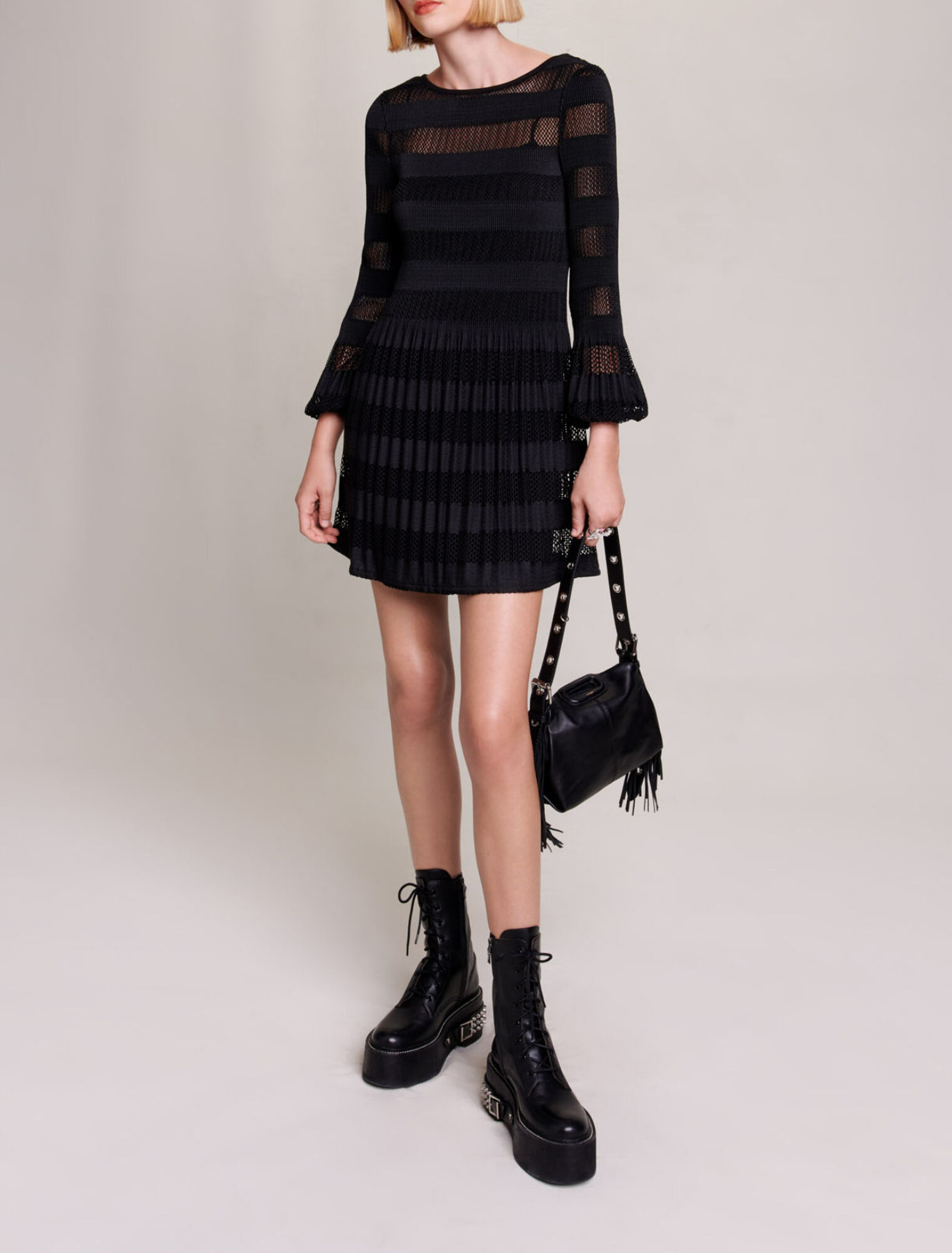Short openwork knit dress