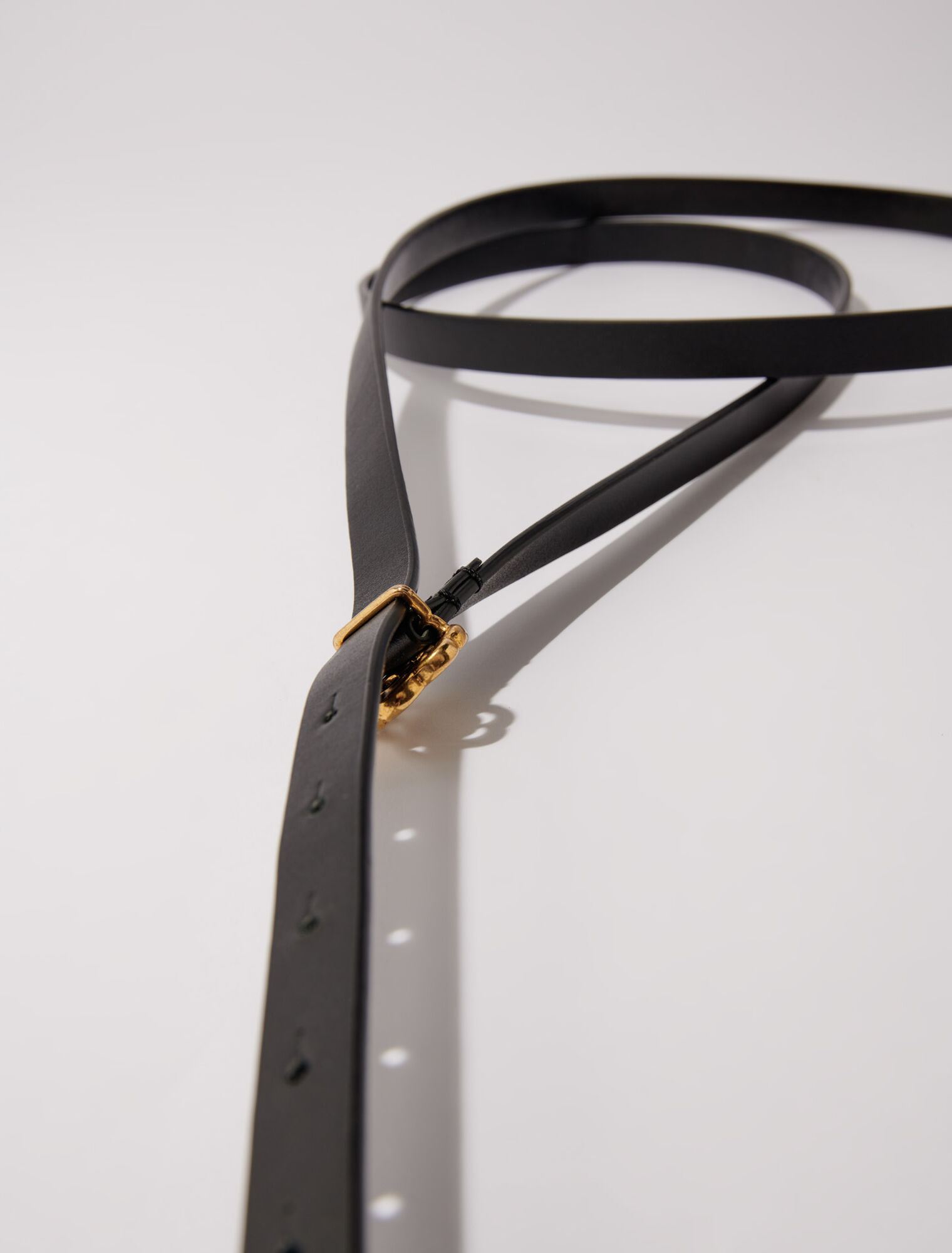 Slim double leather belt