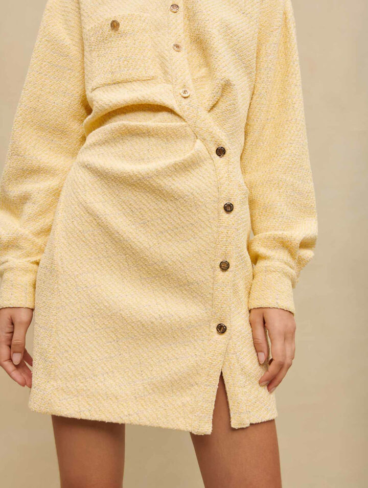 Asymmetrical lurex tweed dress