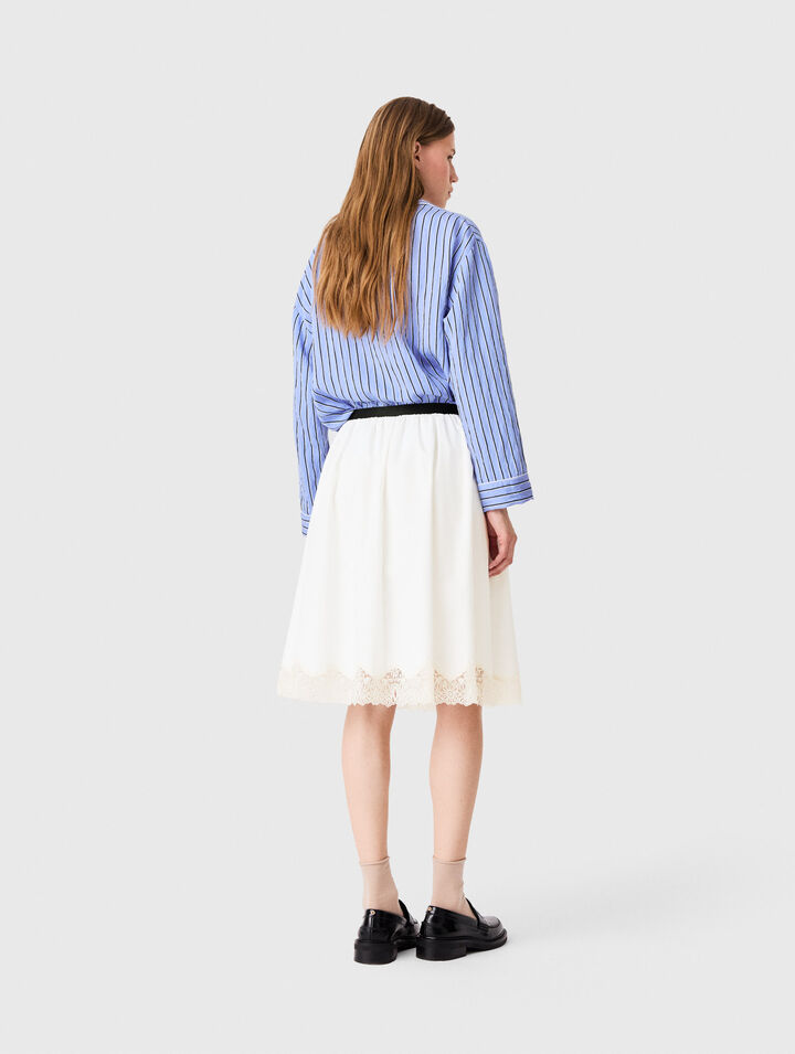 Mid-length cotton and lace skirt