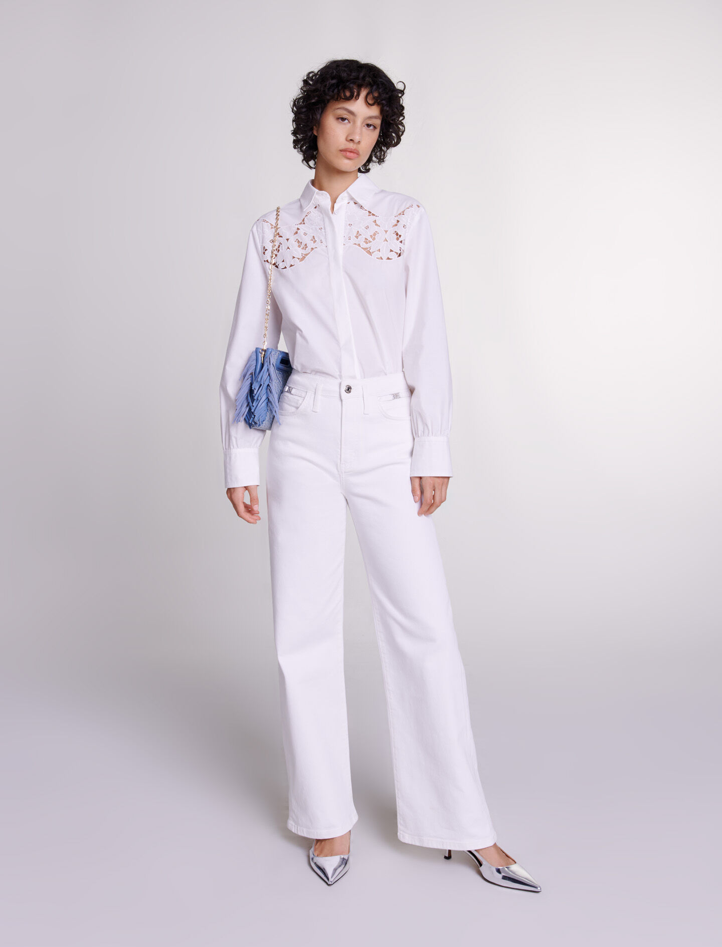 majeページ Leather bag with chain strap Black / Gray For Women | Maje