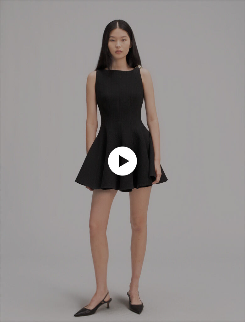 Short flared tweed dress Black / Gray for Women | Maje