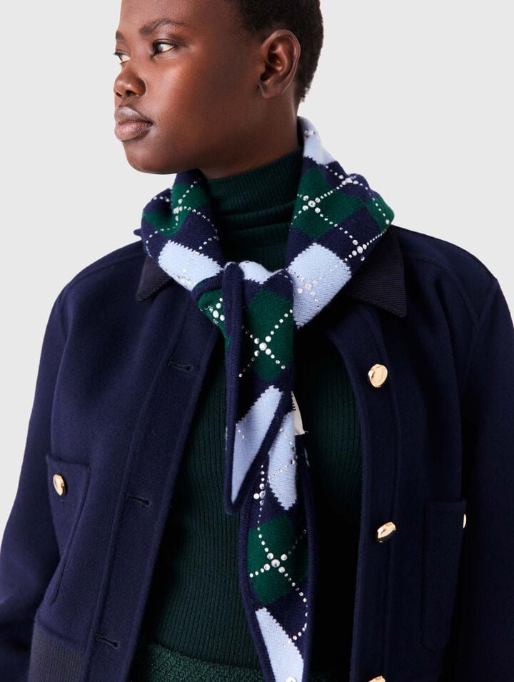 Wool argyle triangle scarf