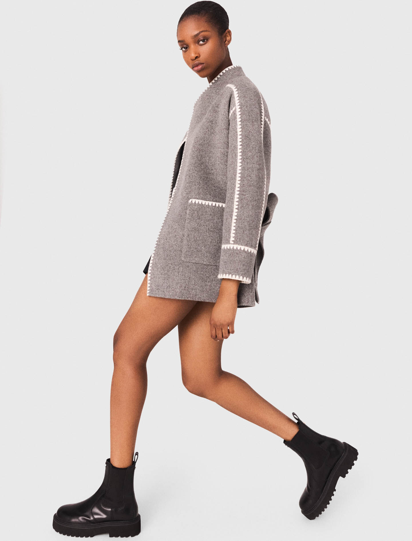Double-faced coat Black / Gray for Women | Maje