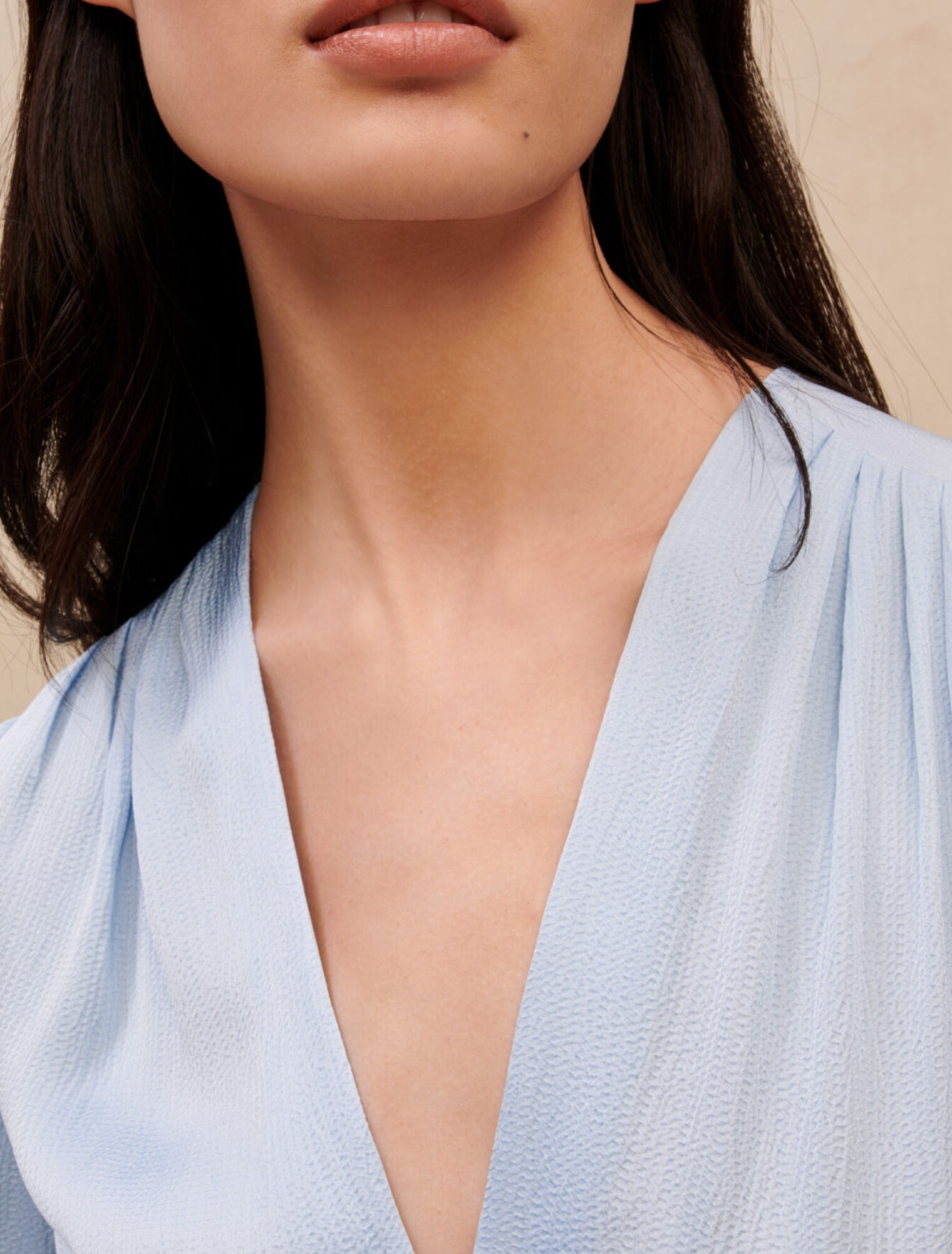 Cinched sky blue dress