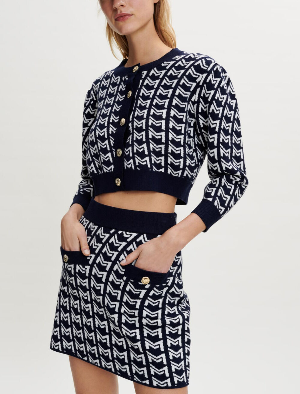 Monogrammed jacquard skirt