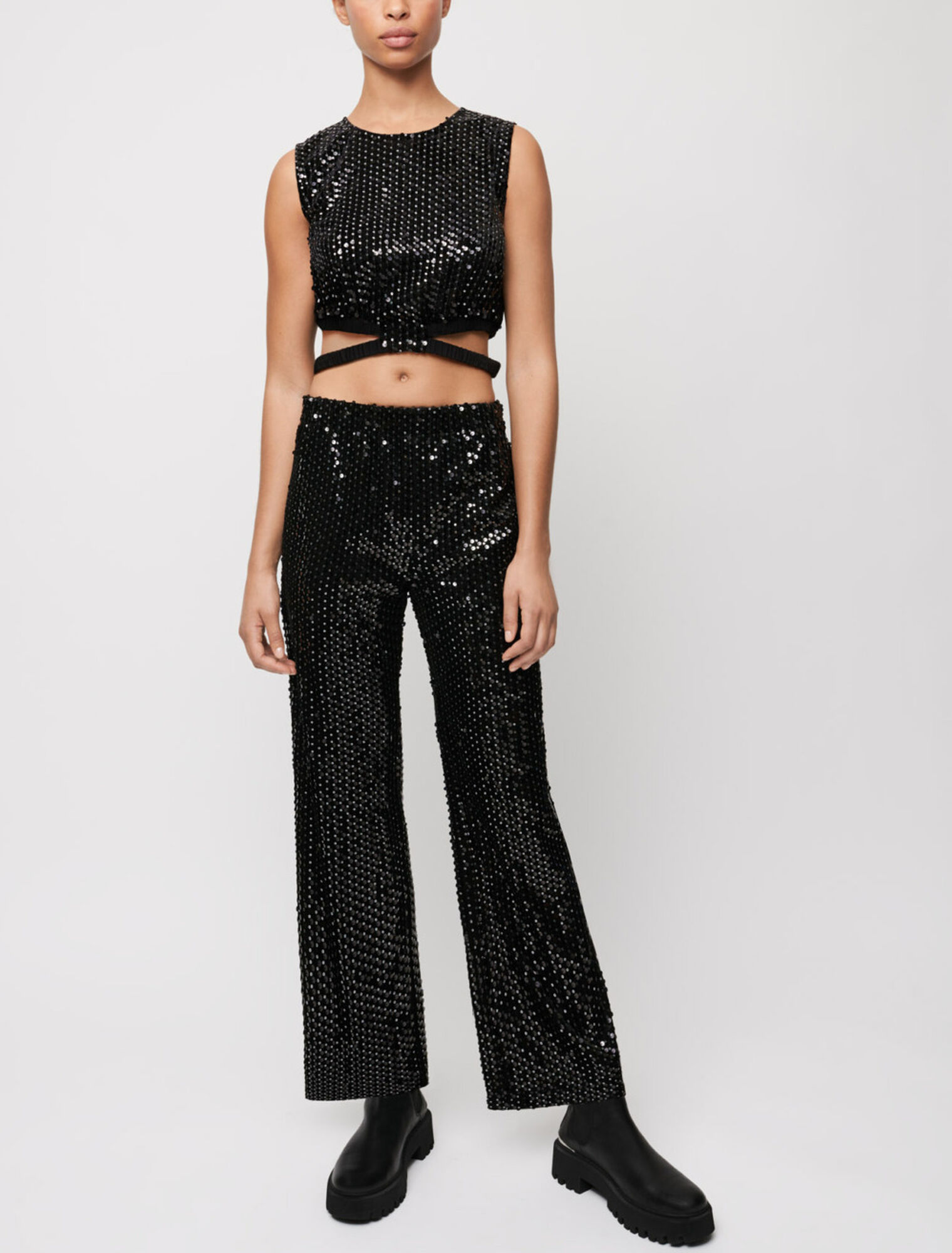 Wide-leg straight-leg pants