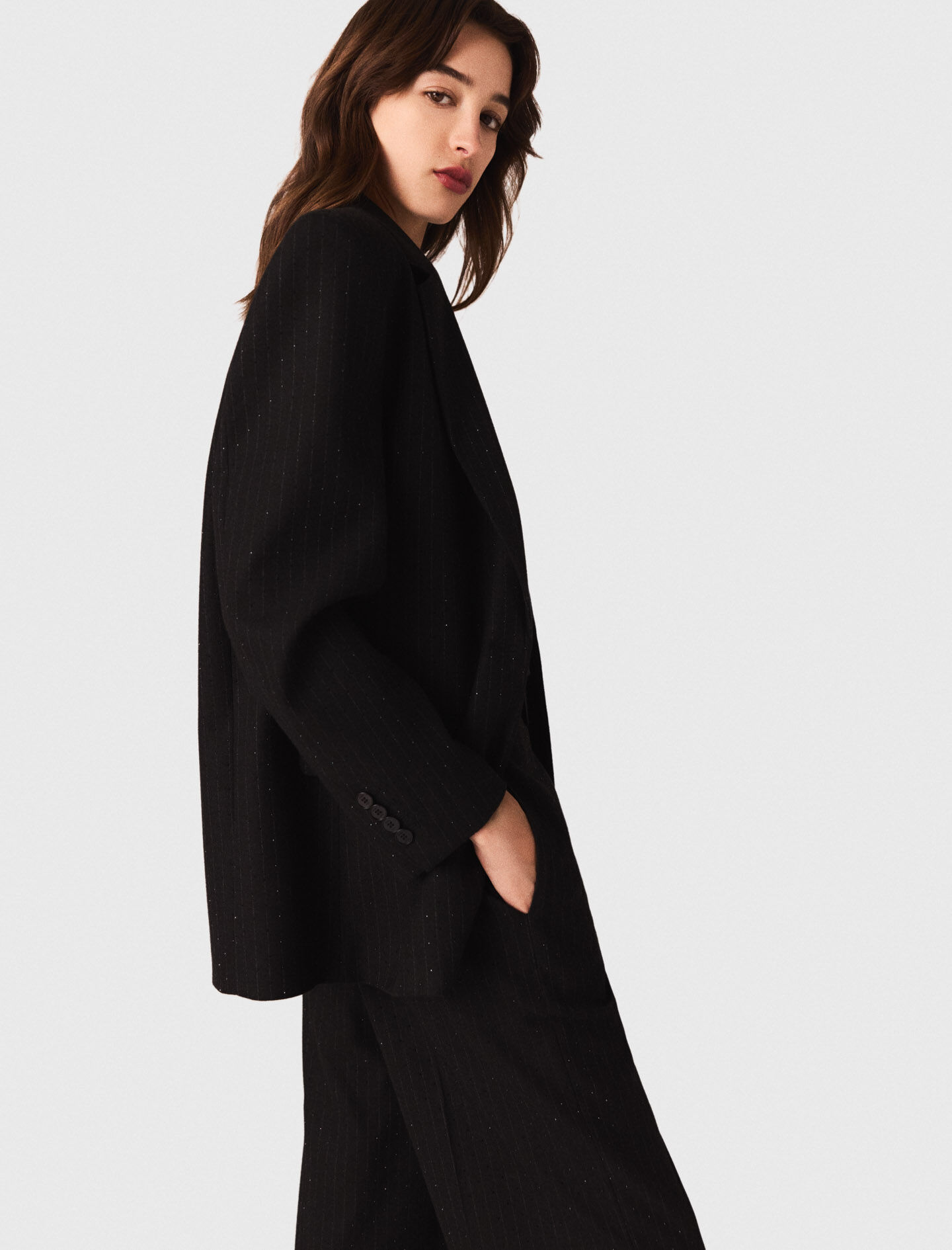 Rhinestone suit jacket Black / Gray for Women | Maje