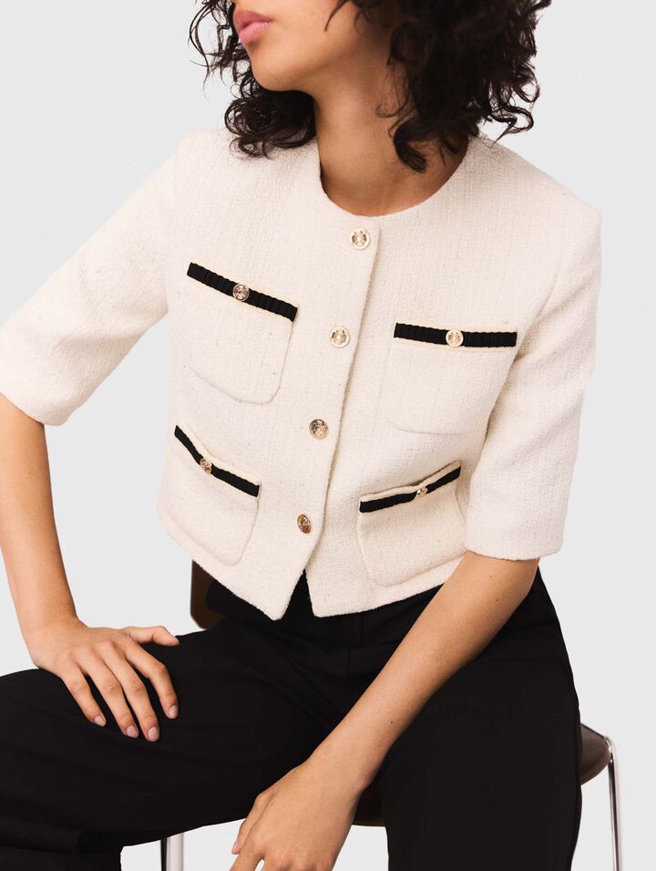 Short tweed lurex jacket
