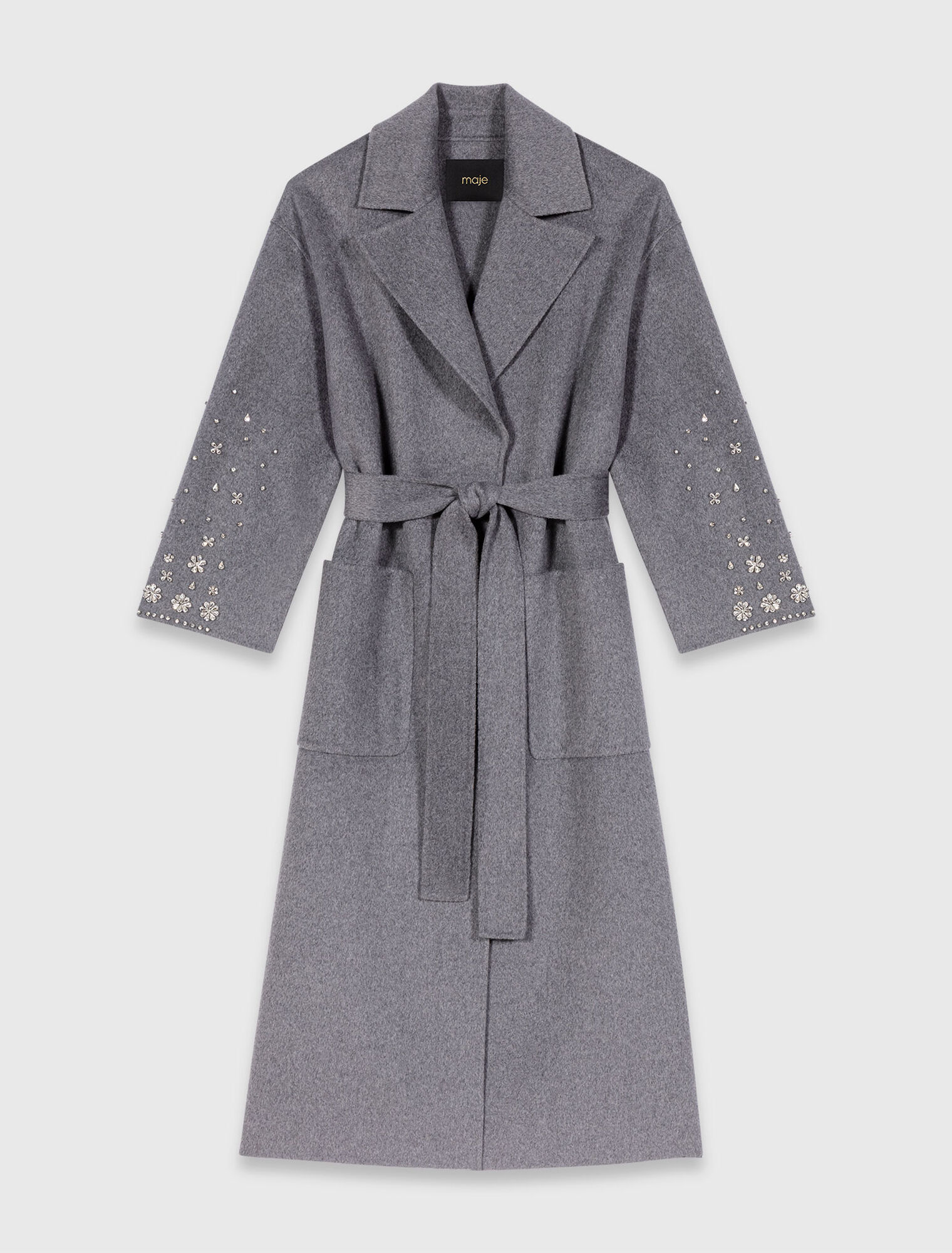 Long double-faced rhinestone coat