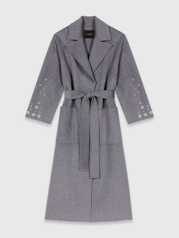 Long double-faced rhinestone coat
