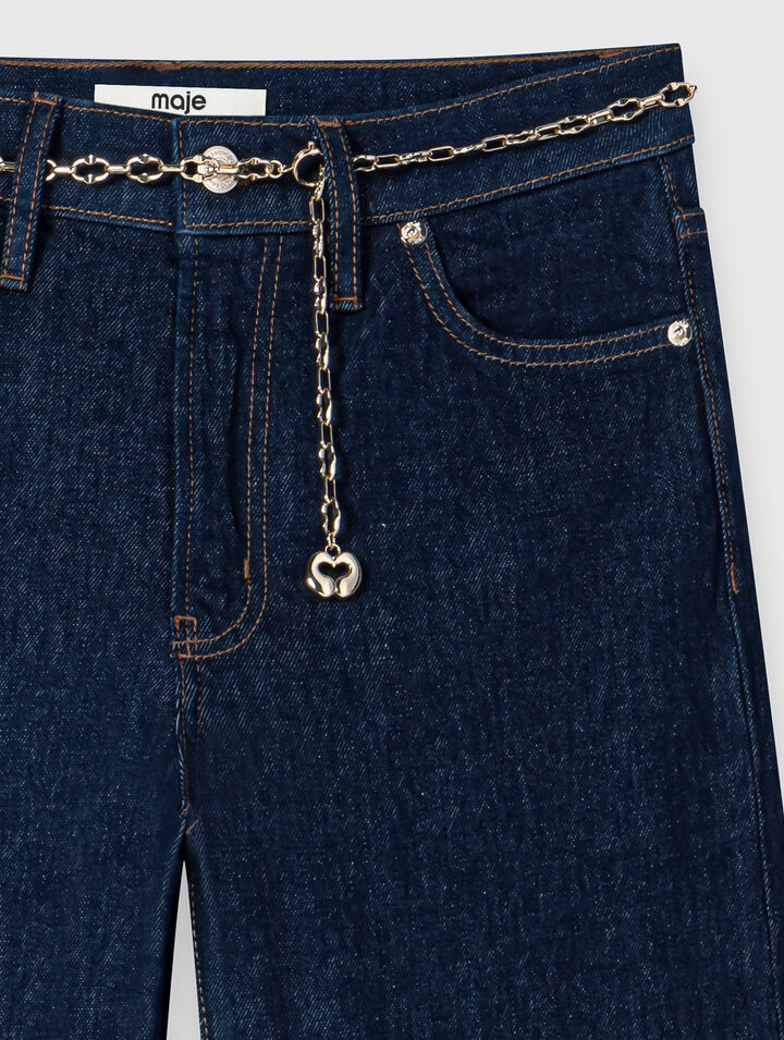 Wide-leg jeans with chain-link belt