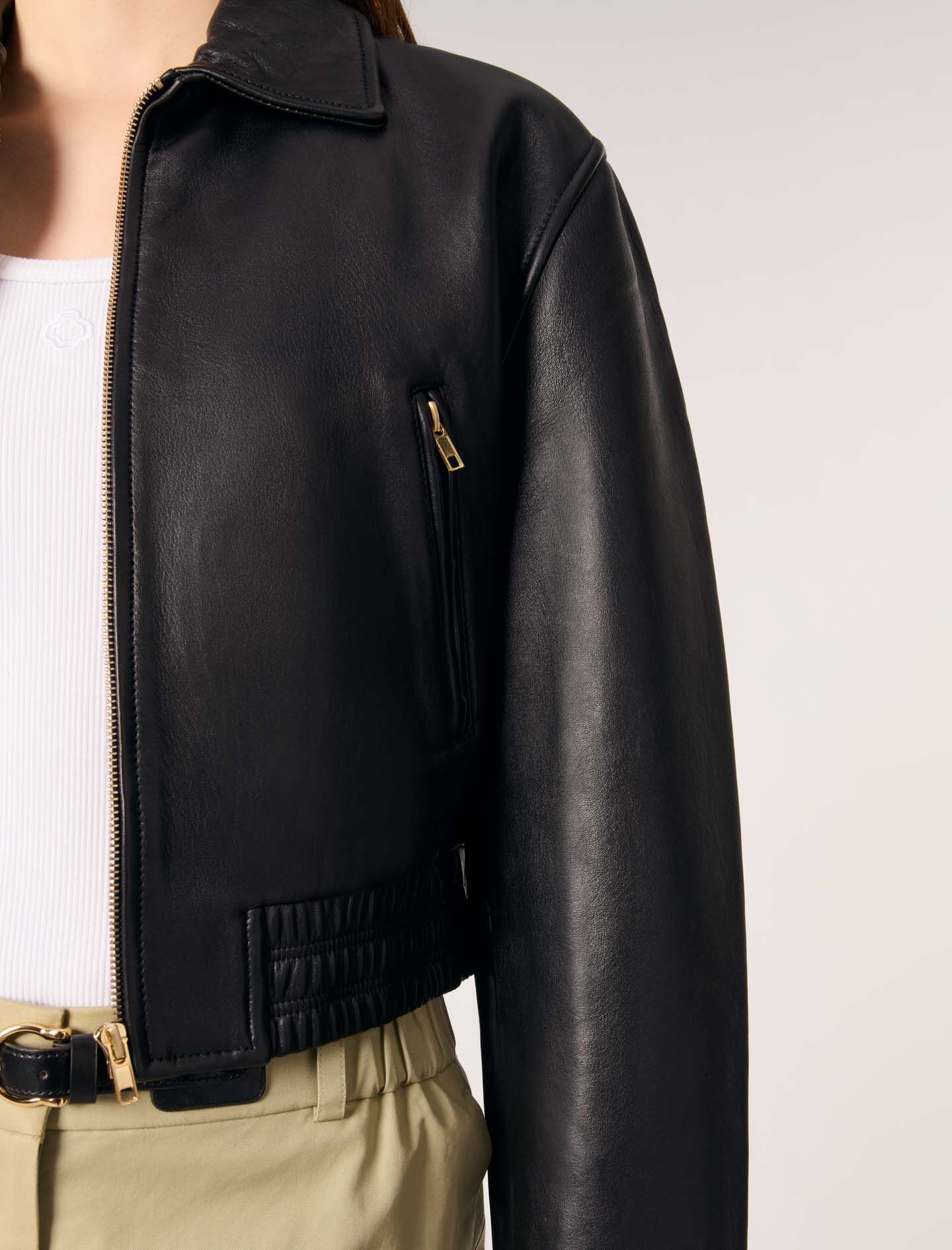 ジャケット・アウター Maje belted leather jacket Maje Leather Jacket | Saks Fifth Avenue
