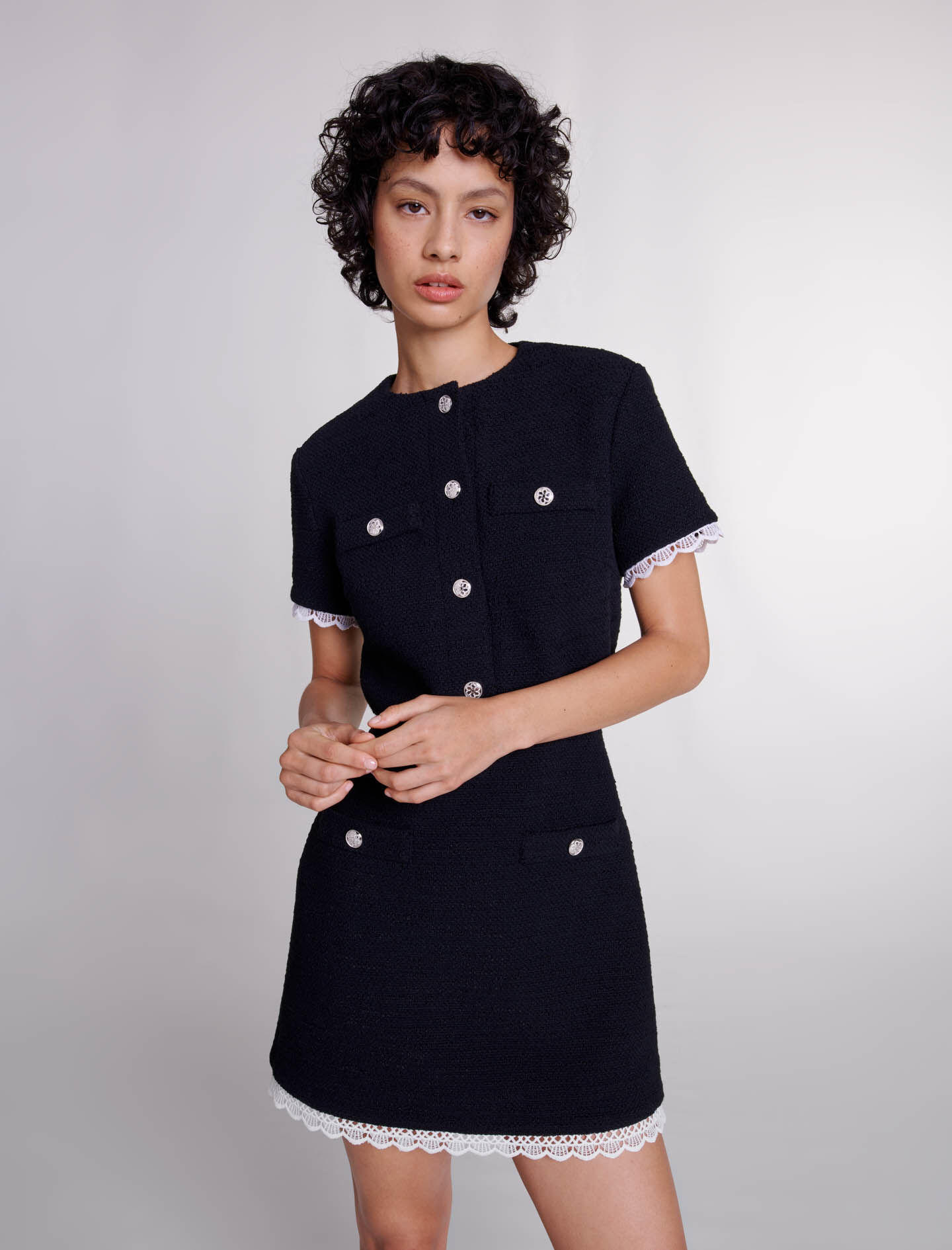 古典 Short tweed dress with trim - | Maje ワンピース