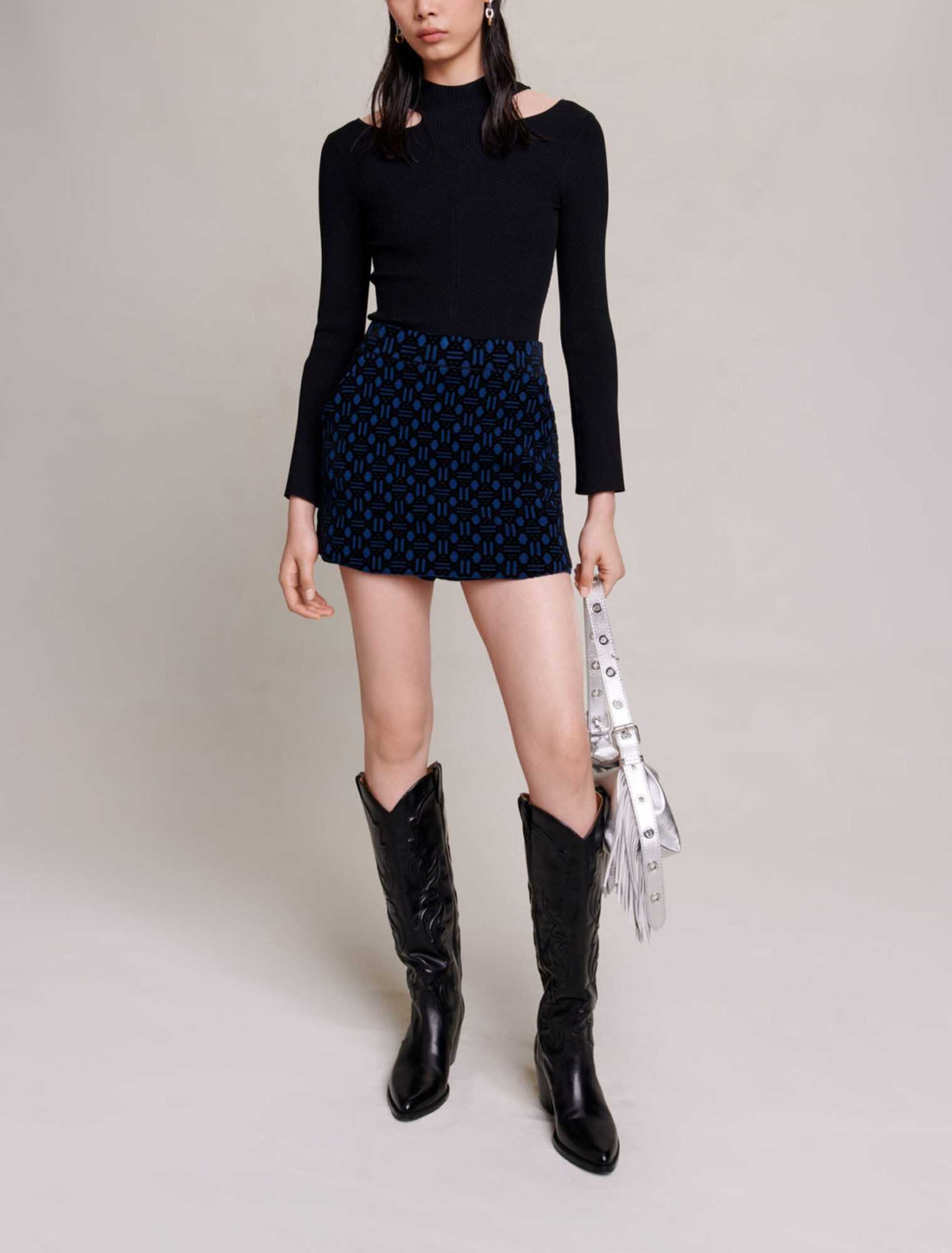 Velvet jacquard skort