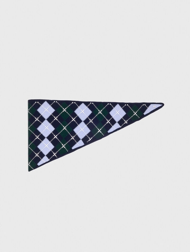 Wool argyle triangle scarf
