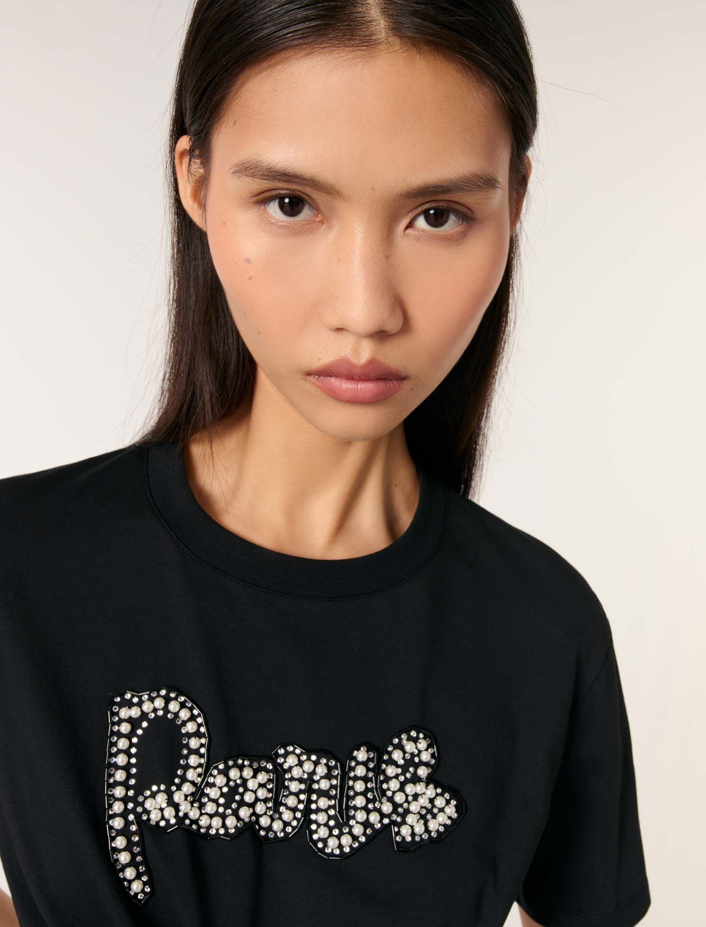 Embroidered T-shirt Black / Gray for Women | Maje