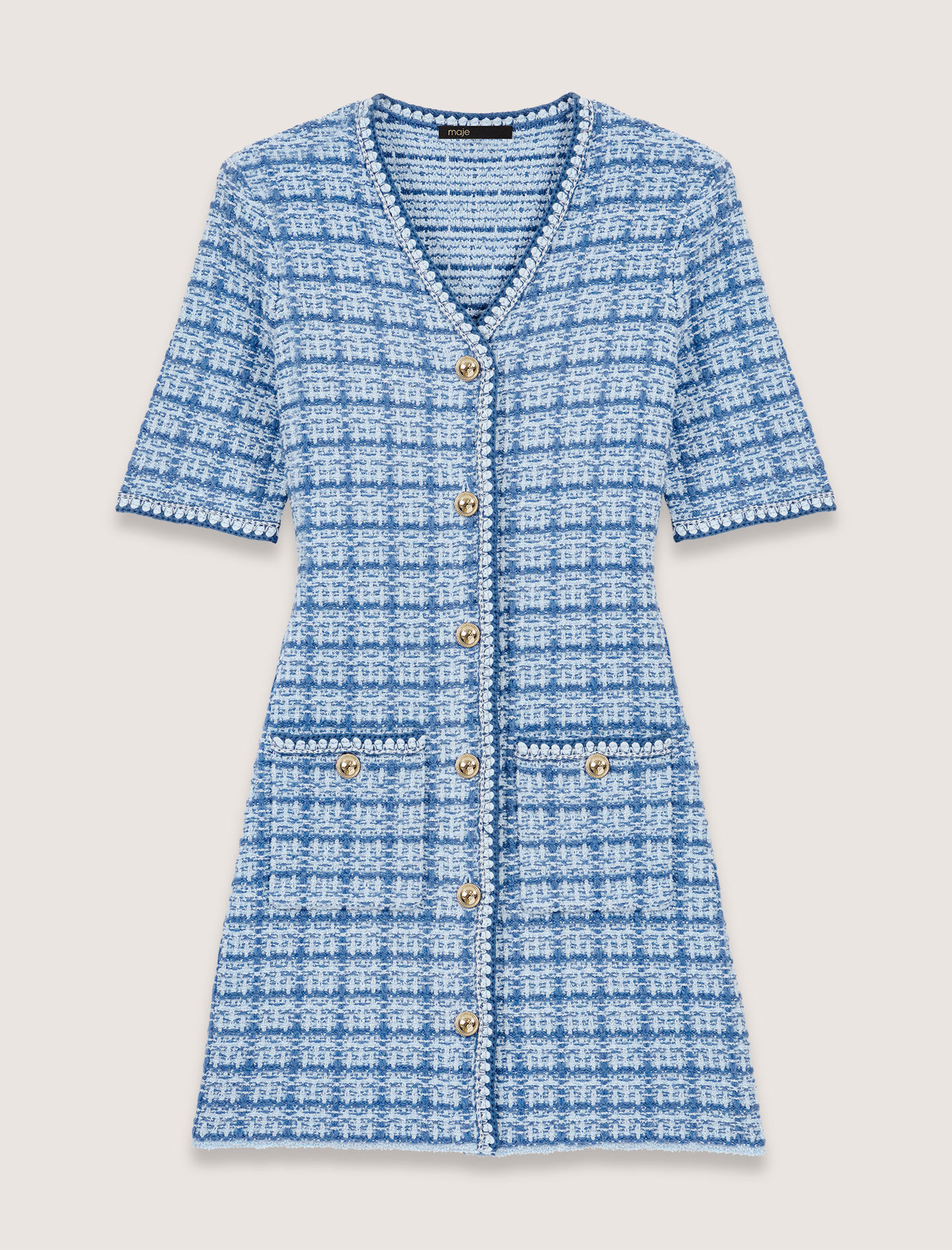 Tweed-effect knit short dress - Offline_Dresses | Maje