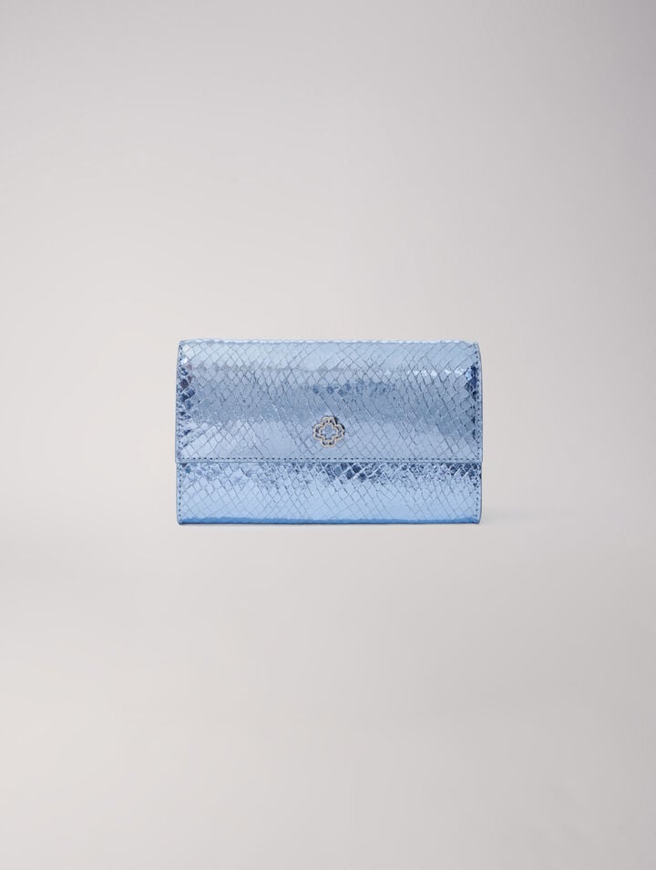Mock croc leather clutch bag