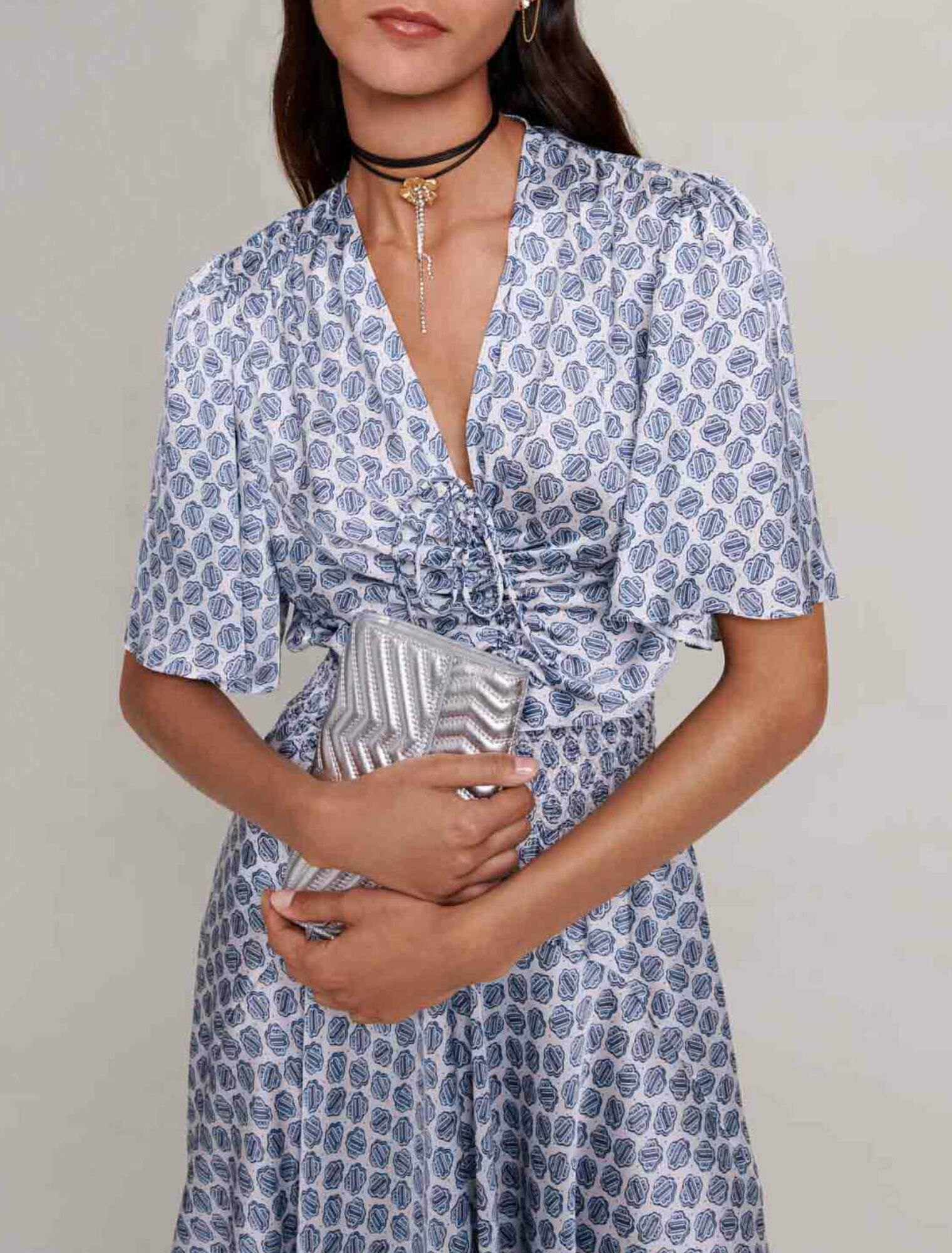 Long asymmetric satin dress