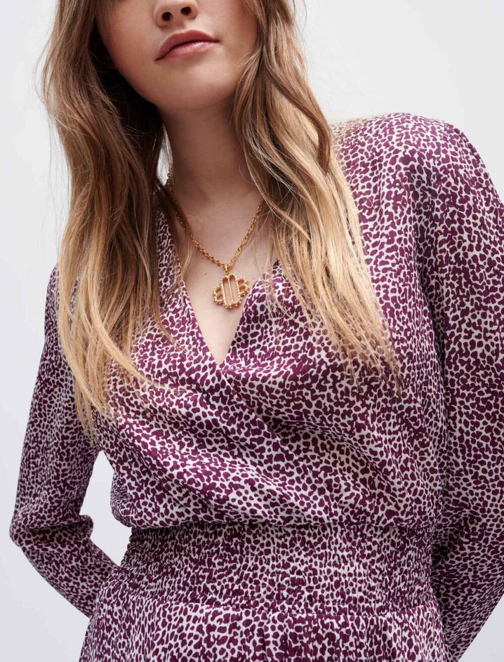 Leopard print asymmetrical dress Purple for Women | Maje