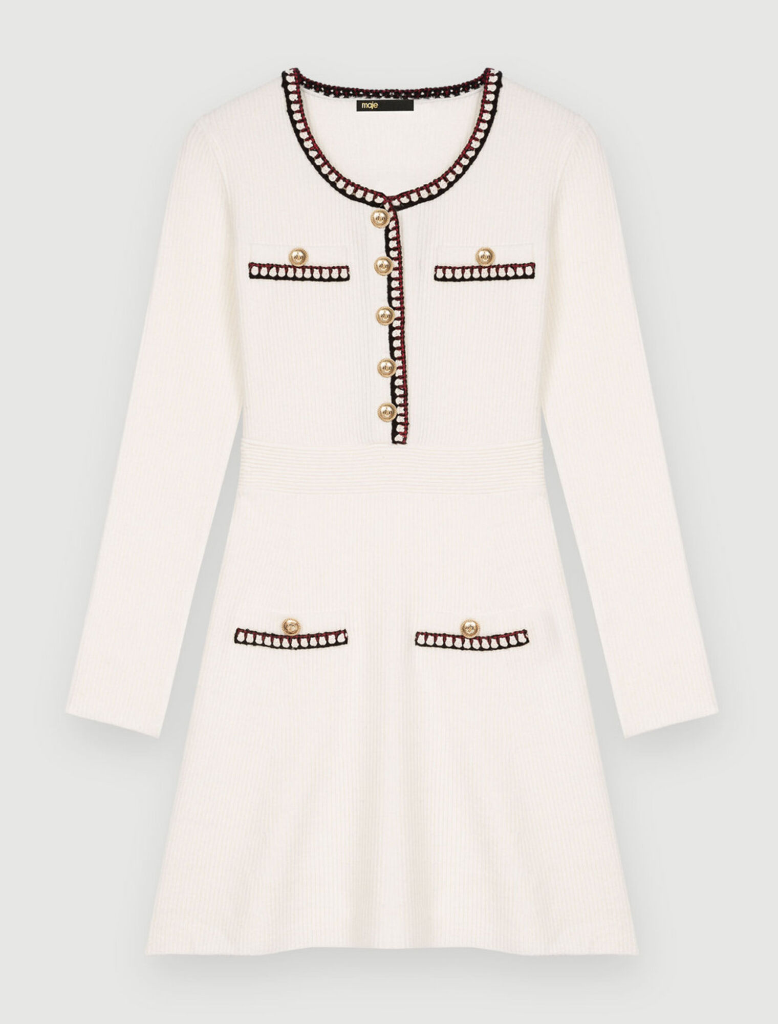 Contrast rib knit dress
