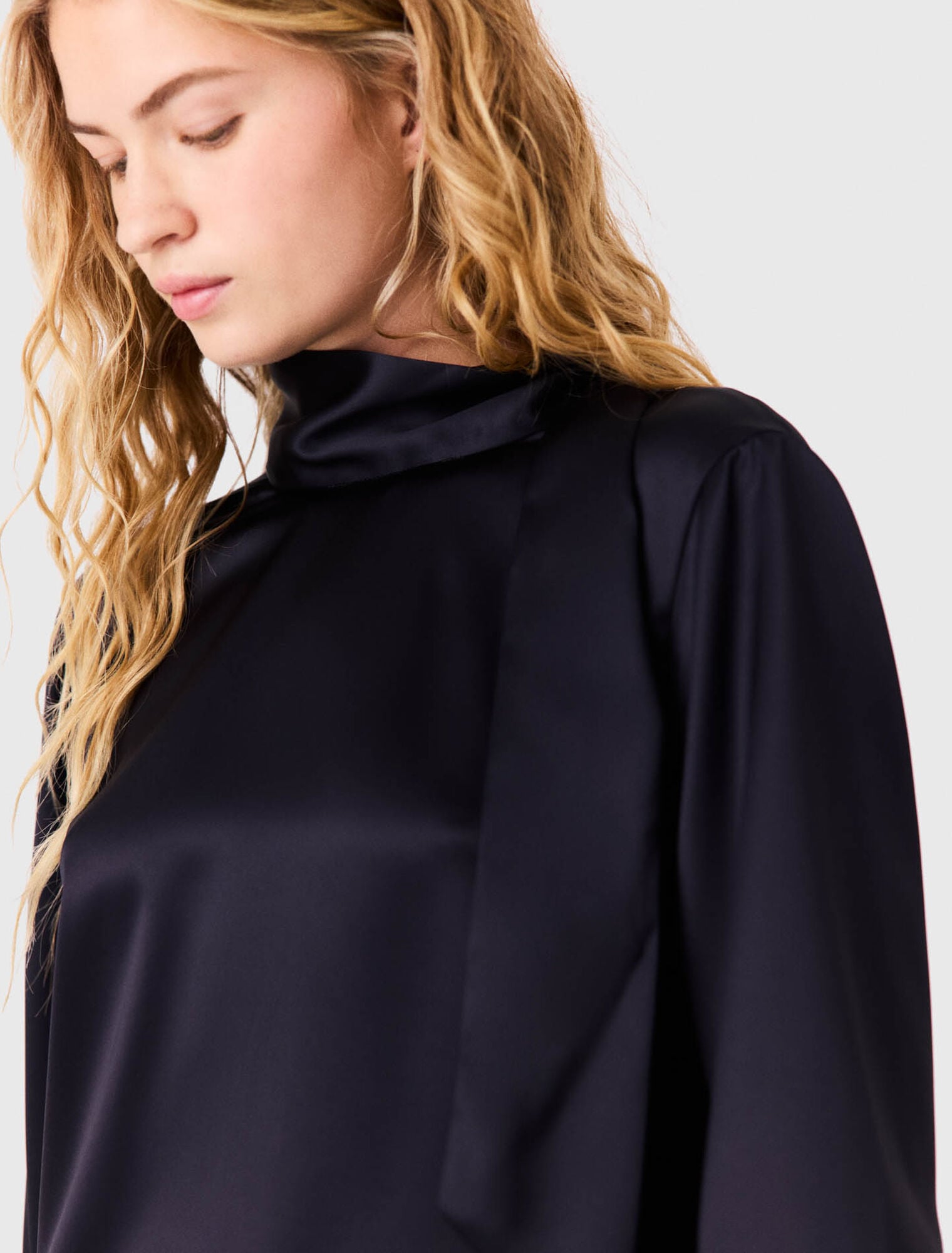 High-neck satin top