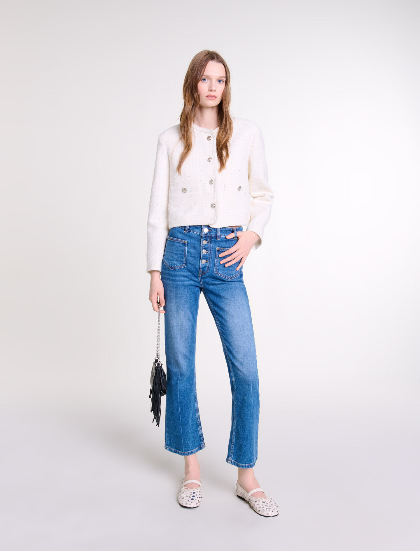 Maje knit tweed jacket best sale