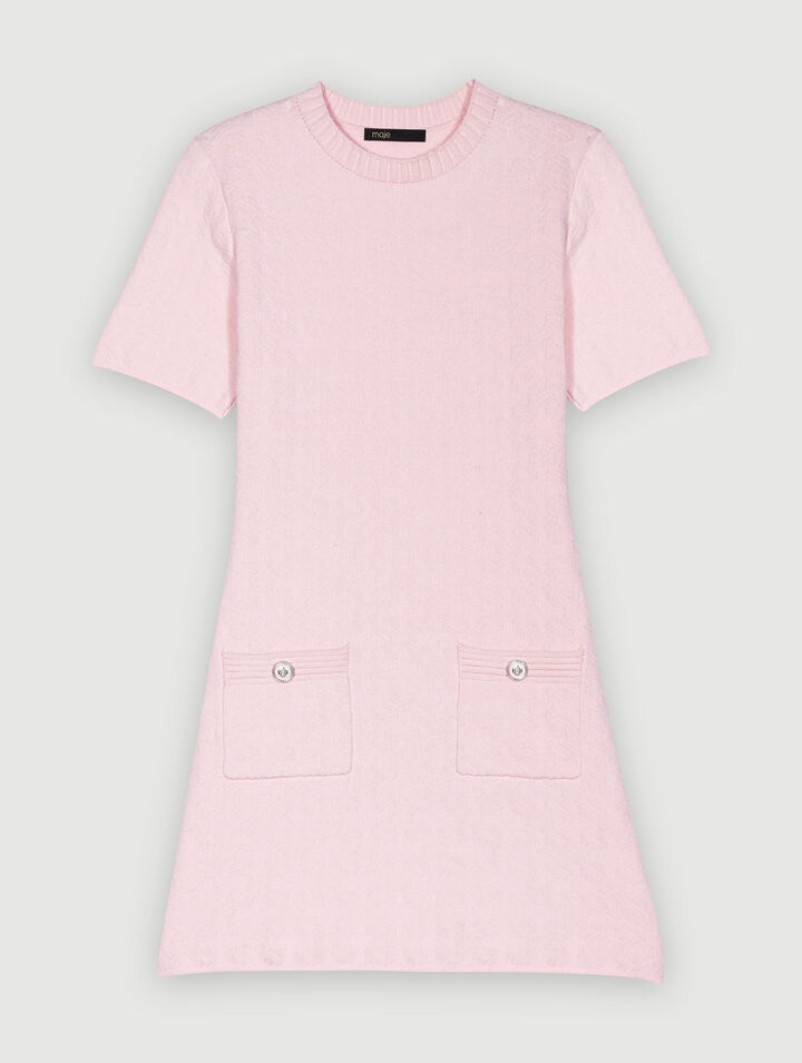 Pink textured knit dress