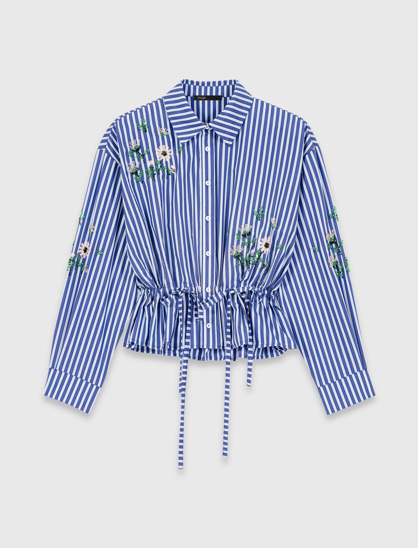 Cropped embroidered striped shirt 6