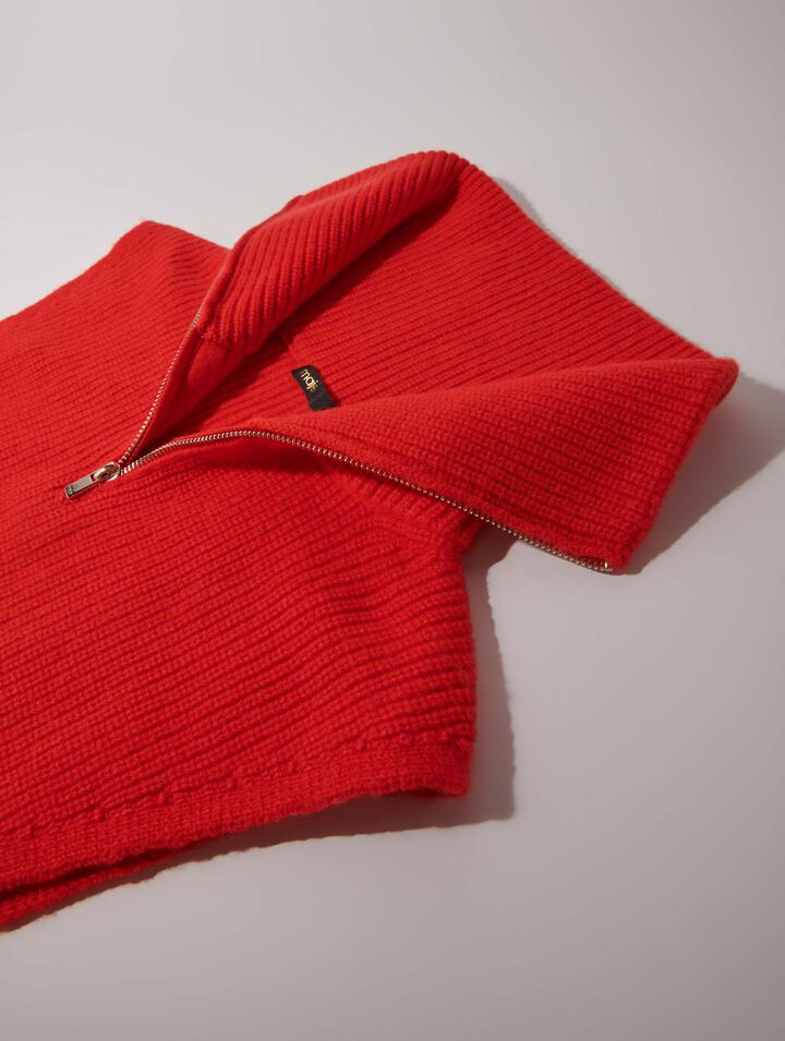 Cashmere/wool zip-up neck warmer