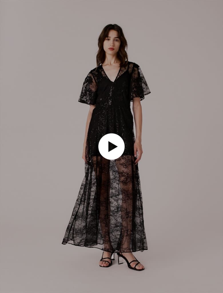 Lace maxi dress Black / Gray for Women | Maje