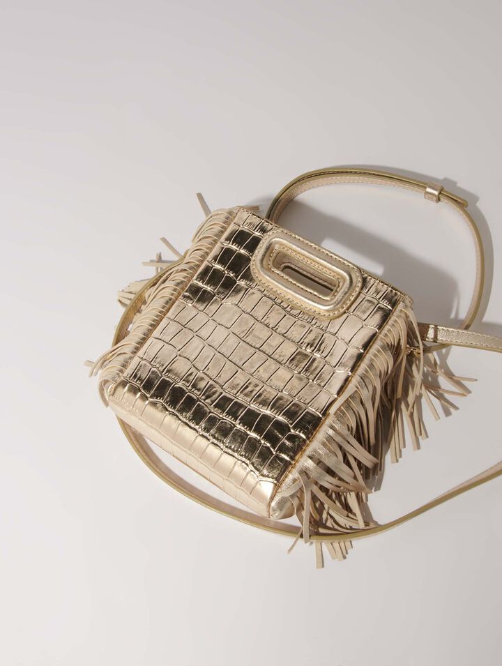 Mini embossed-leather M bag with chain