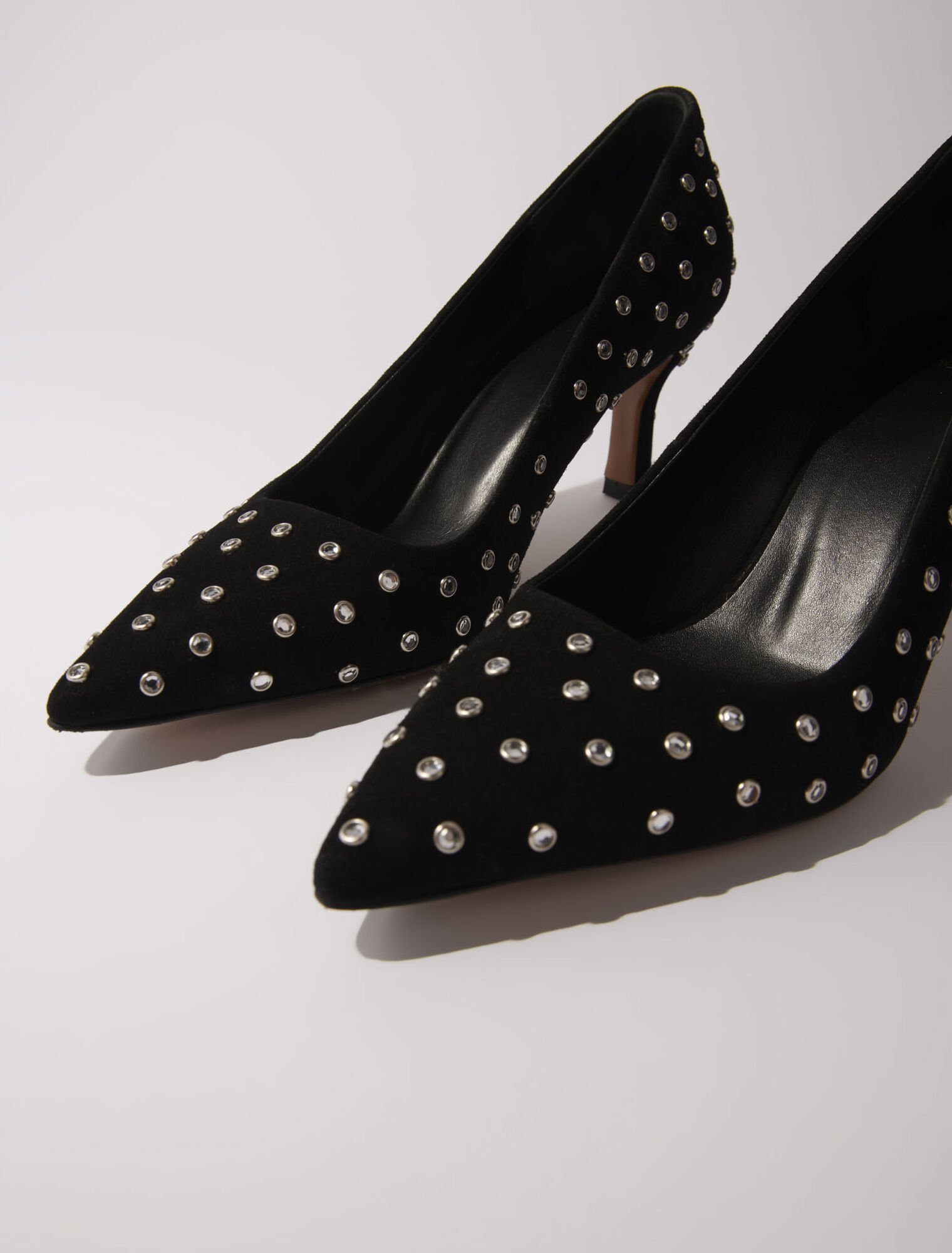 Rhinestone pumps with pointed toes