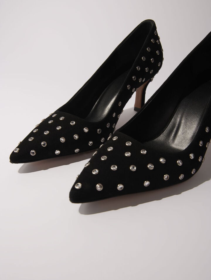 Rhinestone pumps with pointed toes