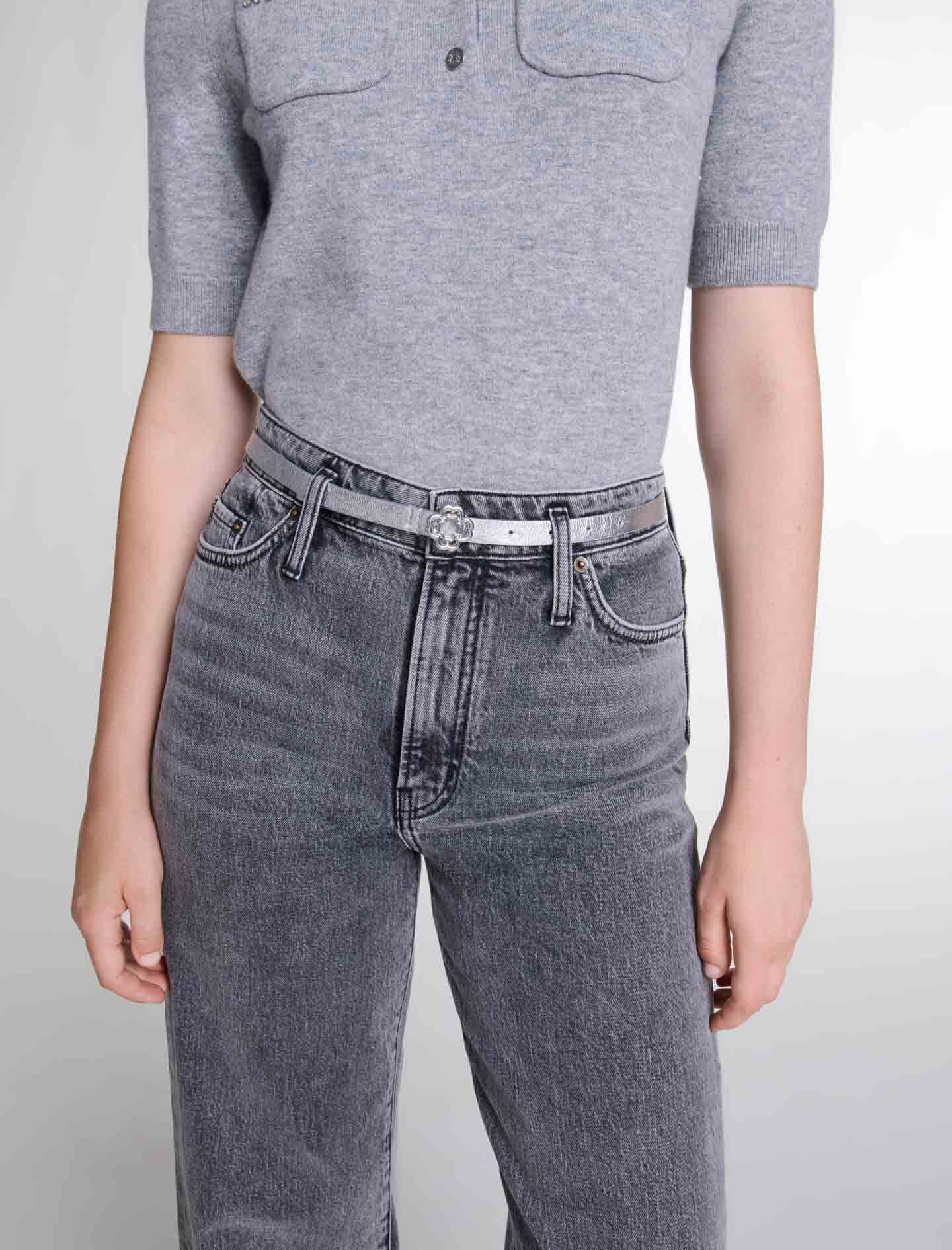 Slim belt with Clover buckle Thin belts Maje
