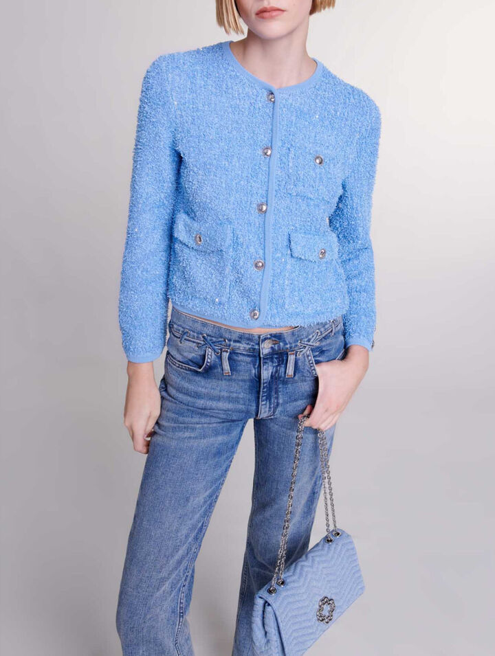 Sequin knit cardigan