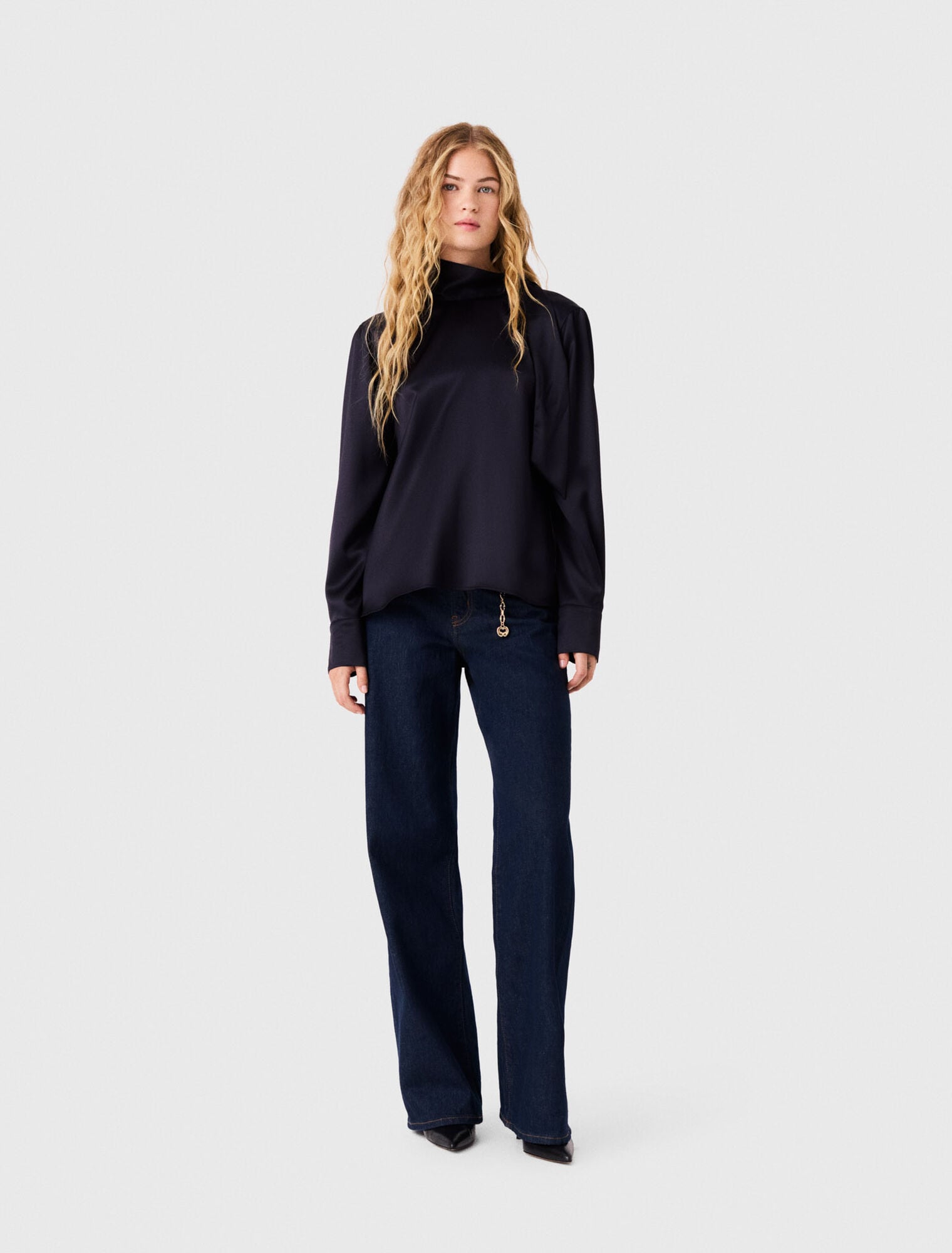 High-neck satin top