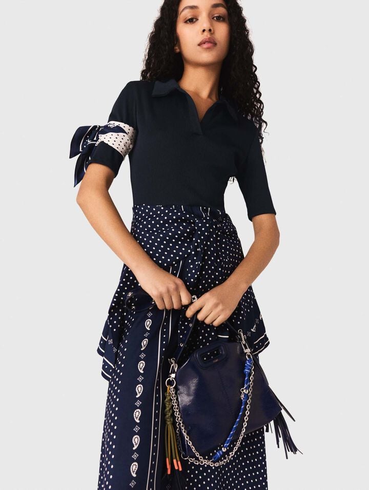 Patterned mixed-material dress