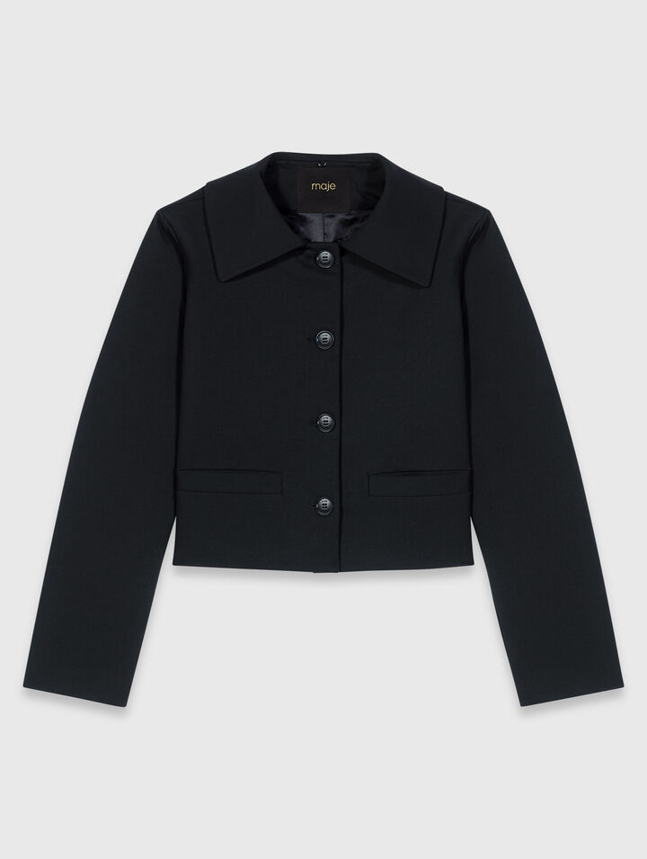 Short jacket with removable collar