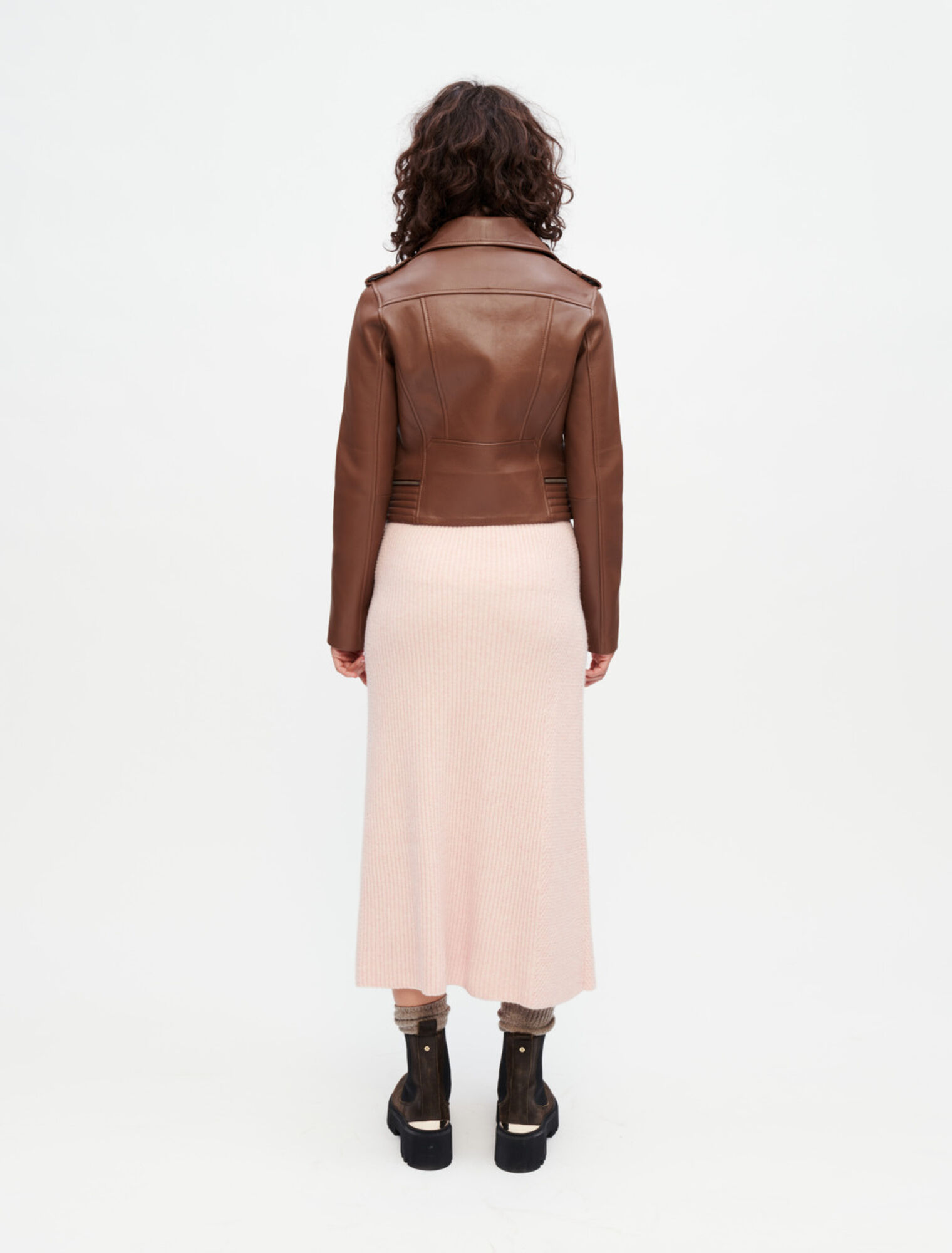 Biker-style jacket in camel leather