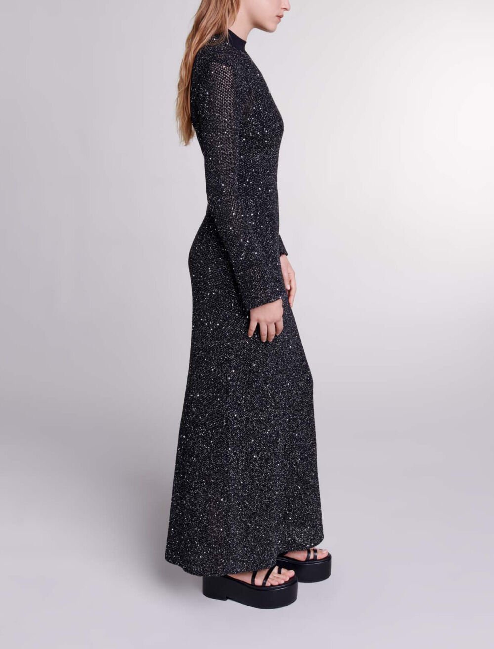 Dress in ribbed knit Black / Gray For Women | Maje